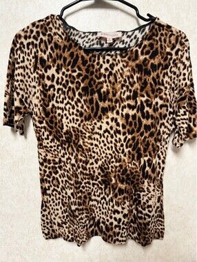 Philosophy Republic Clothing Leopard Print Short Sleeve Top Size S